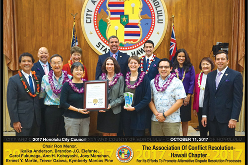 The Honolulu City Council issues a proclamation in honor of Conflict Resolution Day in Hawaii