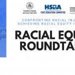 Racial Equity in Hawaii - Racial Equity Roundtable flyer with logos of the Judiciary's Committee on Equality and Access to the Courts; Hawaii State Bar Association’s Civic Education Committee; and the King Kamehameha V Judiciary History Center.